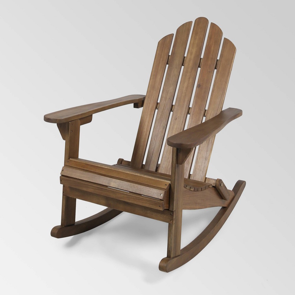 Photos - Garden Furniture Hollywood Acacia Wood Adirondack Rocking Chair Dark Brown - Christopher Kn