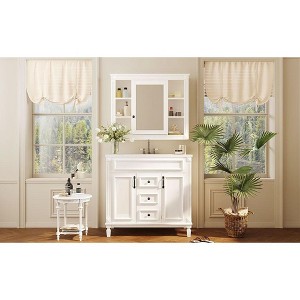 Okak 36" Bathroom Vanity with Ceramic Sink Modern Multi-function Bathroom Cabinet with 2 Soft Closing Doors and 2 Drawers Solid Wood Frame - 1 of 4