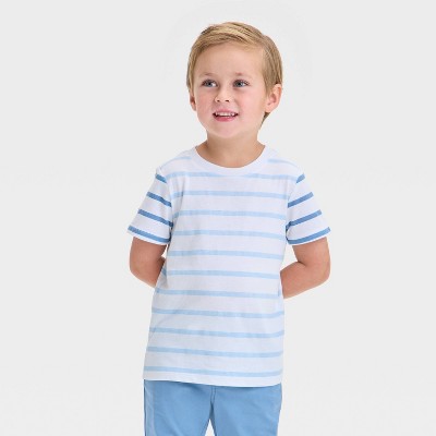 Toddler Boys' Short Sleeve Colorblock Striped T-Shirt - Cat & Jack™ Light Blue 5T