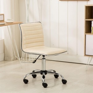 PAGED Adjustable Height Office Chair, Modern Faux Leather Swivel Desk Chair with Wheels and Metal Base, Armless Computer Chair for Office - 1 of 4