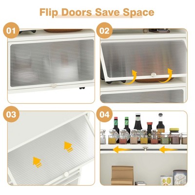 White 5-Tier Metal Kitchen Baker's Rack with Flip-Up Doors