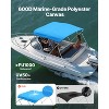 VEVOR 3 Bow Boat Bimini Tops, 600D Polyester Canopy with Aluminum Alloy Frame, 2 Support Poles, 4 Straps, 6'Lx(67"-72")Wx46"H , Pacific Blue - 3 of 4