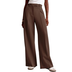 Women Wide Leg Pants High Waisted Business Casual Work Trousers Dressy Pants with Pockets - 1 of 2