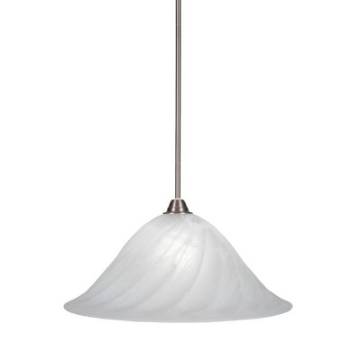 Toltec Lighting Paramount 1 - Light Pendant in  Brushed Nickel with 20" White Alabaster Swirl Shade