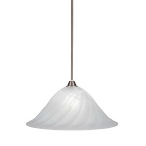 Toltec Lighting Paramount 1 - Light Pendant in  Brushed Nickel with 20" White Alabaster Swirl Shade - 1 of 1