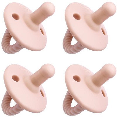 Pacifier 4 pack Soother for Newborns 100% Food Grade Soft Silicone by Comfy Cubs