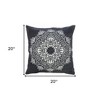 20" X 20" Blue And White 100% Cotton Geometric Zippered Pillow - 3 of 4