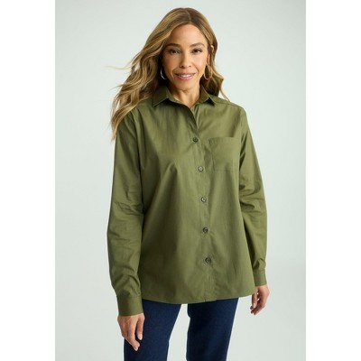 Jessica London Wrinkle-Free Stretch Cotton Oversized Shirt