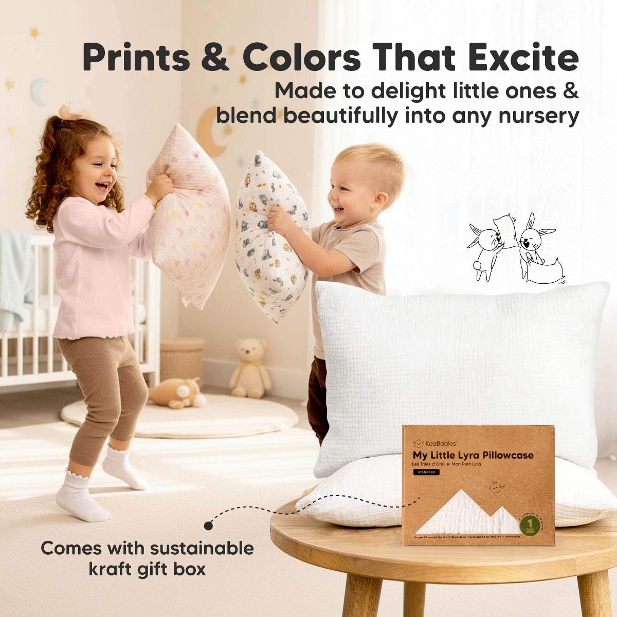 KeaBabies Lyra Muslin Toddler Pillowcase 13x18, Organic Cotton Muslin Kids Pillow Case for Girls, Boys, Sleeping, Travel - thumbnail 9