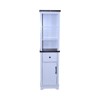 ORRD Narrow Farmhouse Storage Cabinet, White & Black Walnut Tall Linen Tower with Adjustable Shelves for Bathroom - 3 of 4