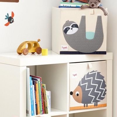 Sloth Beige and Gray Fabric Foldable Storage Cube