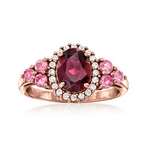 Ross-Simons 1.30 Carat Rhodolite Garnet and .10 ct. t.w. Pink Tourmaline Ring With .20 ct. t.w. White Zircon in 18kt Rose Gold Over Sterling - 1 of 4