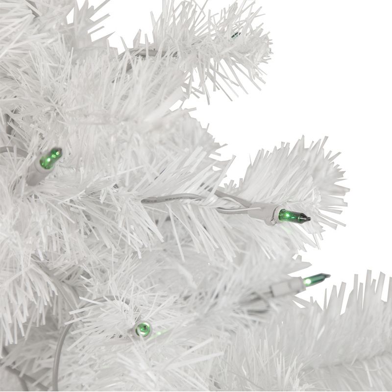 Northlight 3' Prelit Artificial Christmas Tree Slim White Tinsel - Green Lights, 3 of 7