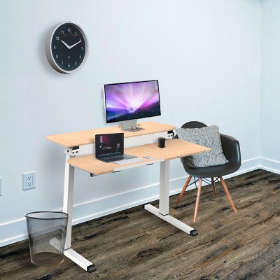 ErgoFlex 62" White Adjustable Standing Desk with Drawer & Keyboard Tray