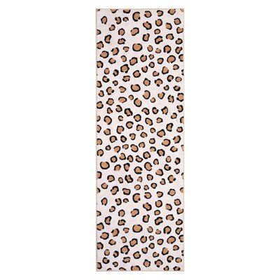 2x6 Runner Leopard Rug - Washable Animal Print Rug, Large Living Room Carpet, Soft Non-Slip Surface, Non-Shedding Brown Carpet, Ideal for Office