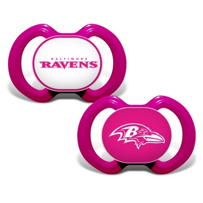 BabyFanatic Officially Licensed Unisex Pacifier 2-Pack - Pink NFL Baltimore Ravens