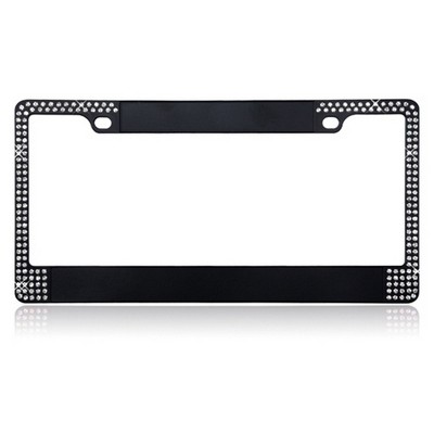 MYBAT Customizable Black Metal License Plate Frames with Double Row Shining White Crystals