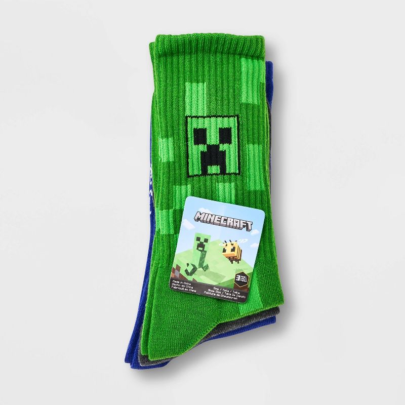 Boys' Minecraft 3pk Crew Socks, 2 of 4