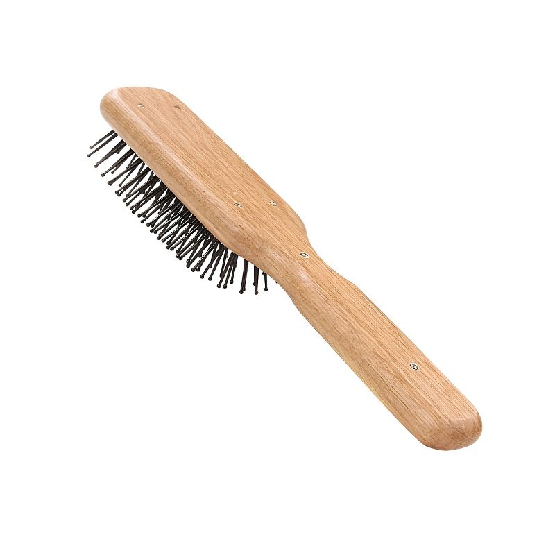 Bass Brushes - Men's Hair Brush Style & Detangle Professional Grade Nylon Pin Genuine Natural Wood Handle 6 Row Cushion Style Oak Wood, 4 of 5