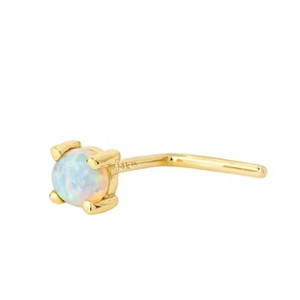 Jewelry Avalanche Natural Australian Opal Nose Stud 22G 14K Gold L-shape Nose Ring Stud - 1 of 4