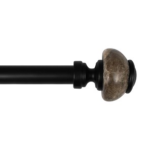 Lumi Home Furnishings 36"x66" Decorative Drapery Single Rod Set with Natural Marble finials Matte Black - 1 of 4