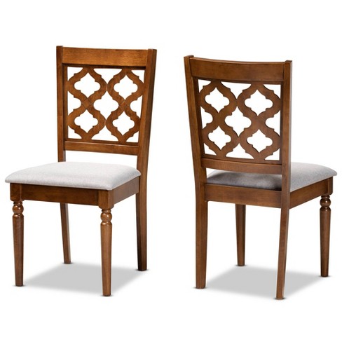 2pc Ramiro Fabric And Wood Dining Chairs Set Gray brown Baxton