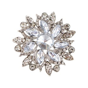 Anna-Kaci Crystal Rhinestone Bridal Flower Wreath Brooch Pin Necklace for Weddings Christmas - 1 of 4
