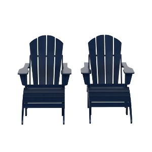 WestinTrends Malibu HDPE Outdoor Patio Folding Poly Adirondack Chairs with Ottomans (4-Piece Conversation Set) - 1 of 4