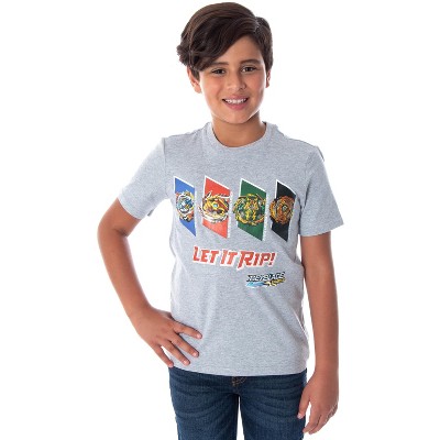 Beyblade Burst Boys' 4 Spinner Tops Design Fafnir Let It Rip! T-Shirt Beyblade - Let It Rip