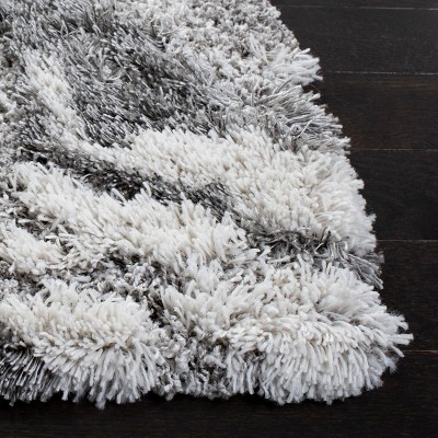 Horizon Gray and Ivory Abstract Shag Area Rug 4' x 6'