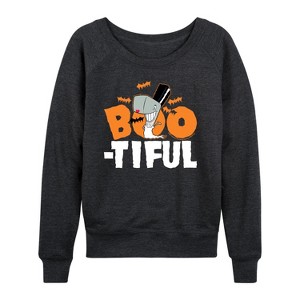 Women's - SpongeBob SquarePants - Boo-tiful Lightweight French Terry Wide Neck Long Sleeve Shirt - 1 of 4