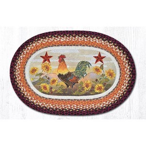 Earth Rugs Morning Rooster Oval Patch Jute Tread 20"x30" Farmhouse Style - 1 of 3