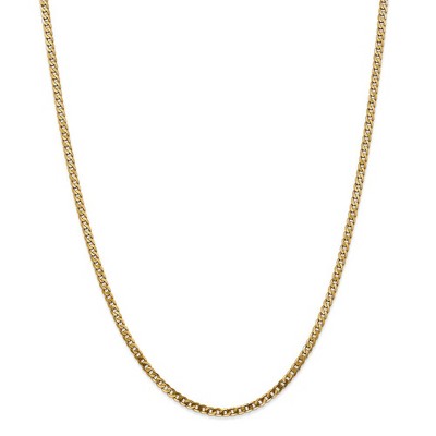 Black Bow Jewelry 2.9mm, 14k Yellow Gold Solid Beveled Curb Chain Necklace