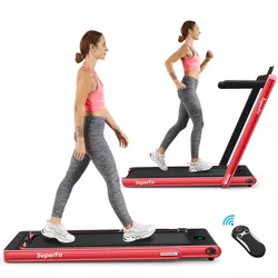 2.25HP 2 in 1 Folding Treadmill W/APP   Speaker Remote Home Gym Red