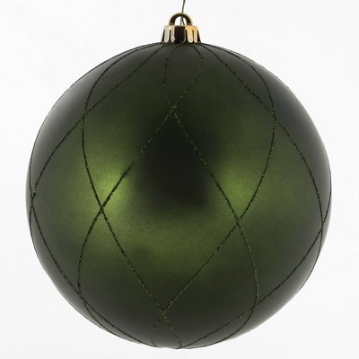 Vickerman 8" Matte Glitter Swirl Ball Ornament Moss Green