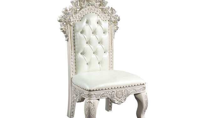 28&#34; Adara Dining Chair White Synthetic Leather and Antique White Finish - Acme Furniture, 2 of 10, play video