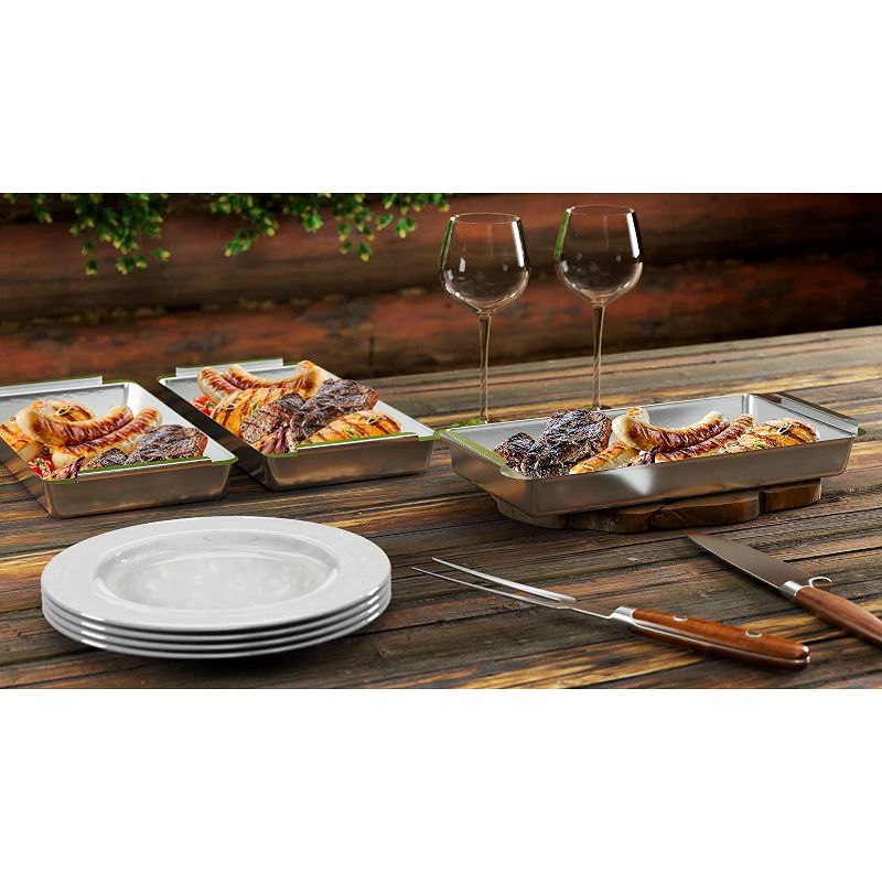 Yukon Glory Triple Grill Basket Set With Clip-On Handle, Perfect For Grilling Fish, Veggies and Meats, 5 of 9