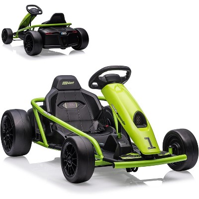 24V Ride-On Go Kart, Electric Battery-Powered Drift Kart with Dual 300W Motors, 8 MPH, Music & Horn, Outdoor Electric Car for Ages 8+
