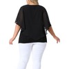Agnes Orinda Women's Plus Size Neck Detail Keyhole Double-Layered Chiffon Lightweight Flowy Tops - 4 of 4