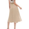 Women's High Waist Pleated A-Line Midi Skirt - Swing Flare Design Beige - 3 of 4