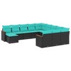 vidaXL Patio Sofa Set Black Poly Rattan, Powder-Coated Steel, Polyester - Black Without Table - 2 of 4