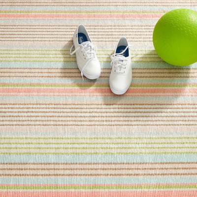 Ana Ticking Aqua Stripe Multicolor Synthetic Runner Rug