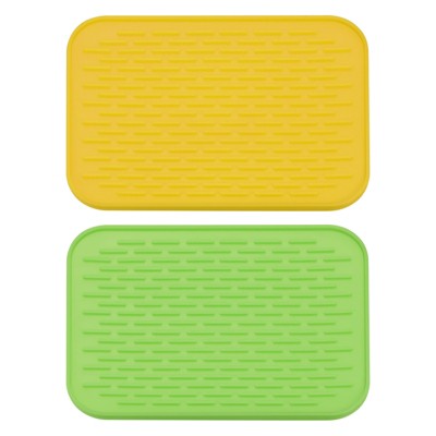 Unique Bargains Silicone Trivet Mats 2pcs Square Heat Resistant Non-Slip  Drying Mat for Kitchen Counter Table -Deep Gray