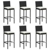 vidaXL Patio Bar Set Outdoor Table and Chair Set with Cushions Poly Rattan - 43.3" Table Length Black 6 Piece - 4 of 4
