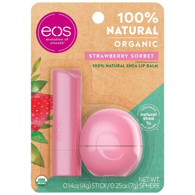 Photo 1 of 5 pack -  eos Natural  Organic Lip Balm Stick  Sphere - Strawberry Sorbet - 2pk/0.39oz