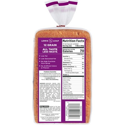 Lewis Bake Shop 12 Grain Bread - 12oz