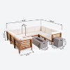 GDFStudio Cascada Outdoor Acacia Wood 8 Seater Sectional Sofa Set with Fire Pit - 3 of 4