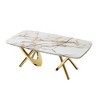 50.78" MDF Coffee Table with Marble Pattern Top and Gold Stainless Steel Base for Living Room - 4 of 4