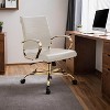 LeisureMod Benmar Leather Office Chair with Gold Accents, Adjustable Height, Swivel Base, Ergonomic Design for Home Office, Study, or Workspace - 2 of 4