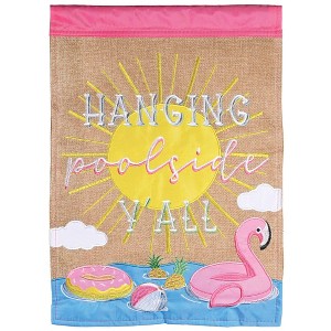 Dicksons Magnolia Garden Hanging Poolside Y'all Burlap Pink 18 x 13 Polyester Outdoor Garden Flag - 1 of 2